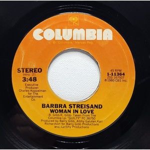 Barbra Streisand ‎45 Woman In Love / Run Wild on Columbia VG+ Pop